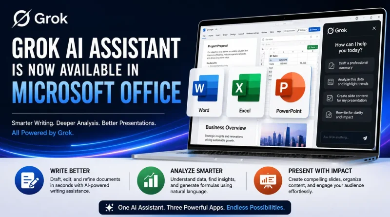 Grok AI Assistant Comes to Microsoft Office for Free